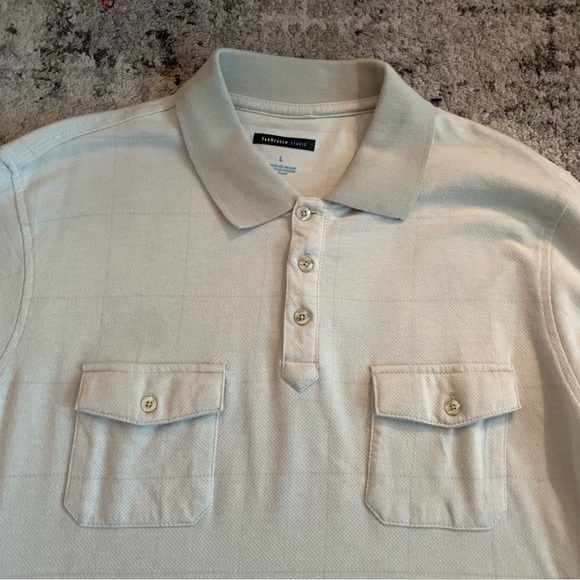 Van Heusen Cream Button Down Polo Shirt - Picture 2 of 5